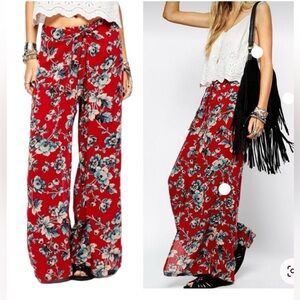 Denim & Supply Ralph Lauren Floral Print Tie Wrap Front Palazzo Pants Size L